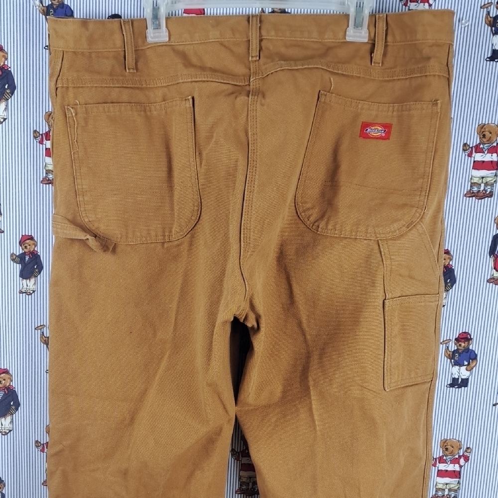 Dickies Workwear brown canvas wide leg carpenter painter casual work pants 42/32